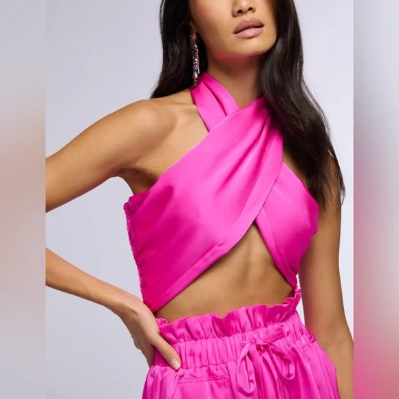 New AKIRA pink satin shorts and wrap top mixed sizing - Picture 2 of 4